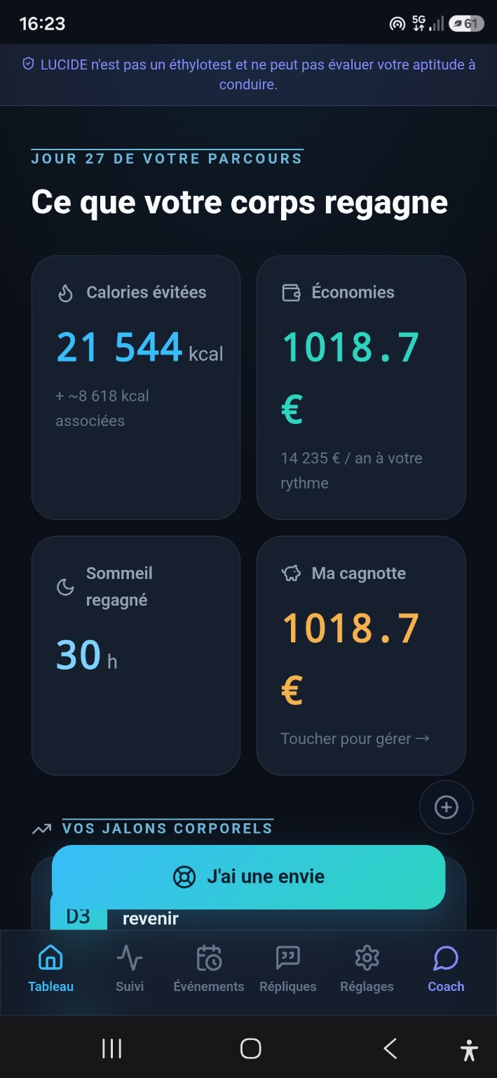 Lucide progress dashboard